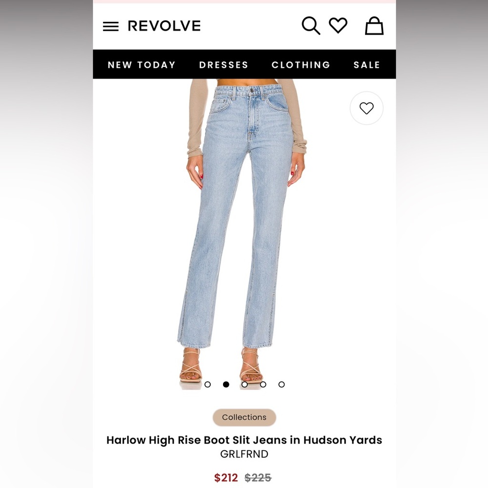 GRLFRND Blue Straight Leg Jeans with Ankle Slits - Picture 2 of 4